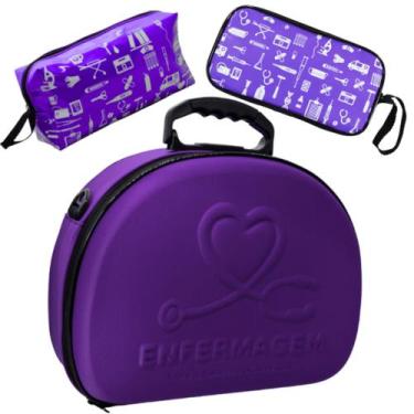 Imagem de Kit Maleta Médica Bolsinha Case Aparelho Pressão Estetoscópio Enfermag