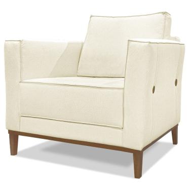 Imagem de Poltrona Decorativa Balli 1 Lugar Pes Madeira Linho Perola Ezz