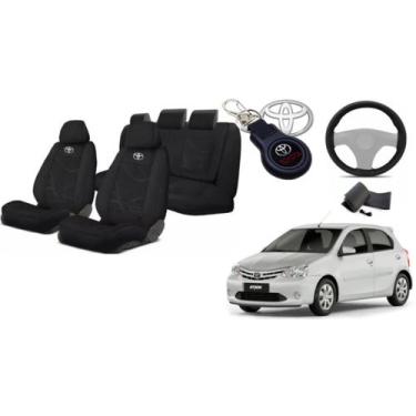 Imagem de Kit Estofado Capas Personalizado Tecido Etios 12-16 + Volante + Chavei