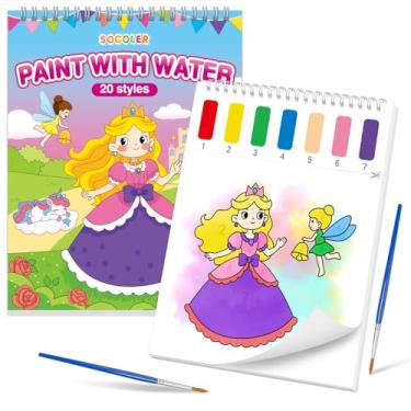 Imagem de Livros de colorir com água para crianças, papéis de pintura em aquarela sem bagunça para crianças, kit de pintura de tinta de aquarela, artesanato, presente de aniversário para crianças de 1 a 3 anos