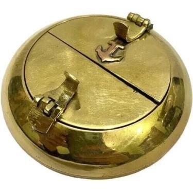 Imagem de Cinzeiro de latão antigo para cigarro, âncora de cinzeiro vintage de latão de 12,7 cm embutida para charuto, cigarro, fumo, cinzeiro de mesa exclusivo para uso interno e externo, cinzeiro para
