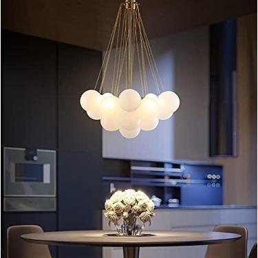 Imagem de Lustre moderno de bola de bolhas, luminária pendente faça você mesmo com abajur de vidro, luzes pendentes de teto decorativas de LED compatíveis com lâmpada suspensa de corredor, quarto, sal