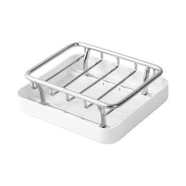 Imagem de Baoblaze Porta-sabonete de aço inoxidável, organizador de, resistente, utensílios de cozinha, suporte para esponja com camada de drenagem para chuveiro