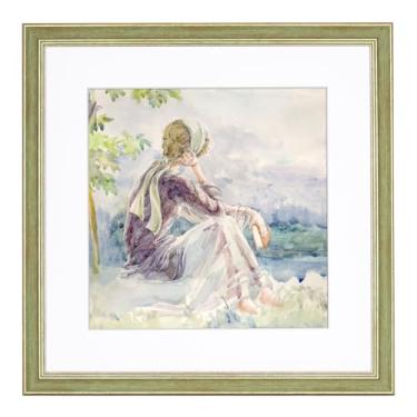 Imagem de Axeman Porta-retrato de 40,6 x 40,6 cm com tapete para 30,5 x 30,5 cm, moldura quadrada vintage ornamentada com acrílico para exibição de mesa de parede, design retrô decorativo rústico envelhecido de