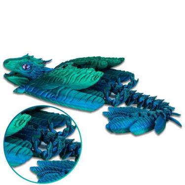 Imagem de Dragão Wyvern emplumado impresso em 3D 34,29 cm azul laser - Marca Pró
