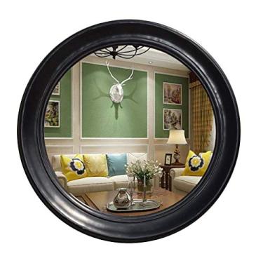 Imagem de Espelho de maquiagem espelho de parede vintage emoldurado de resina redondo decorativo espelho de vaidade para quarto espelho de maquiagem de banheiro montado na parede (cor: dourado tamanho: 58 cm