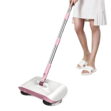 Imagem de Vassoura Mágica 3 em 1 com Recolhedor de Pó – Mop e Aspirador Manual Giratório para Limpeza de Pisos e Pêlos de Animais (rosa)