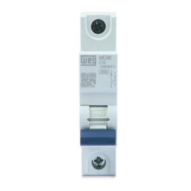 Imagem de Minidisjuntor Monopolar 10A Curva C Weg C10 Mini DIN 5kA MDWP