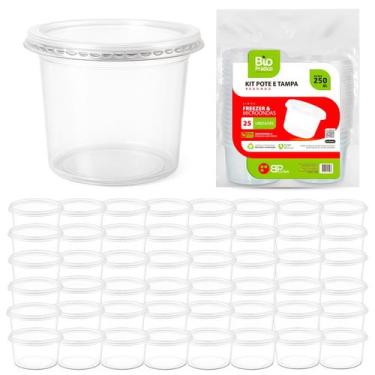 Imagem de Kit 50 Pote Redondo 250 Ml Com Tampa Transparente Microondas Freezer S