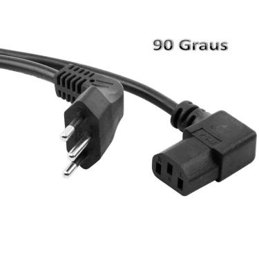 Imagem de Cabo Força Tripolar para Pc Tv Monitor Conector 90º em L - 1,5 Mts