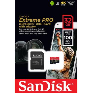 Imagem de Cartão Memória Micro Sandisk 32gb Extreme Pro 100R-90W- U3 4K