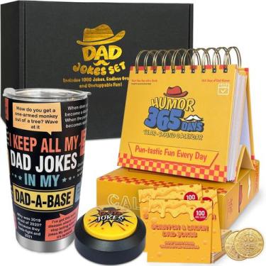 Imagem de Conjunto de presentes WYZOID 1.000 Dad Jokes: botão de piadas, calendá