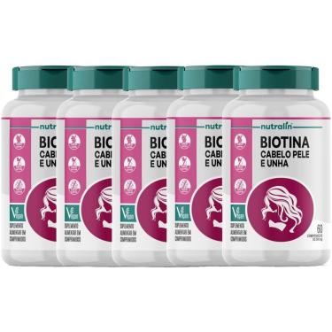 Imagem de Kit 5X Biotina Cabelo, Pele e Unha - 60 Comprimidos - Nutralin-Masculino