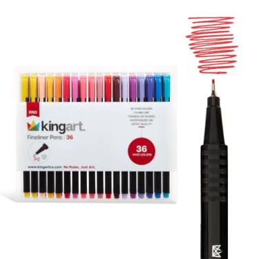 Imagem de KINGART Canetas PRO Fineliner, 0,4 mm de largura, cilindro ergonômico triangular, conjunto de 36 cores exclusivas