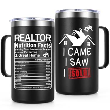 Imagem de Lifecapido Caneca de café isolada Realtor Gfts para mulheres e homens, I Came I Saw I Sold 590 ml, presente de Natal, agente imobiliário, presentes para corretores de imóveis, preta
