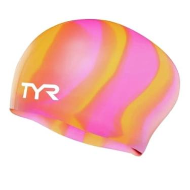 Imagem de TYR Touca de silicone de cabelo longo, laranja/rosa, tamanho único