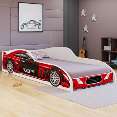 Imagem de Cama Montessoriana Solteiro Design Carro Vermelho em MDF