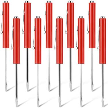 Imagem de 10 peças de chave de fenda de bolso mini topos e clipes de bolso chave de fenda magnética com fenda única cabeça de lâmina para mecânico, eletricista (vermelho)
