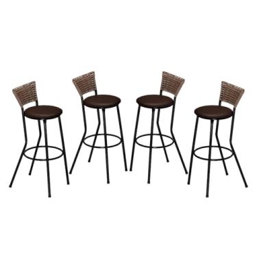 Imagem de Banquetas Alta, Kit 4 Banco Banqueta Banco Alto Cozinha Americana Bancada Churrasco Balcão(Marrom,Cappuccino)
