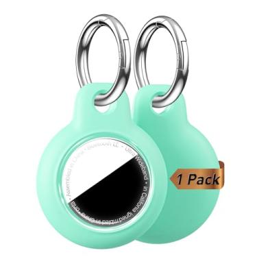 Imagem de MOLOSLEEVE Capa de suporte de Airtag com chaveiro, capa de GPS à prova d'água antiarranhões e choque, chaveiro, acessórios para AirTags, capas de rastreador de itens para mochilas, bolsas, bagagens