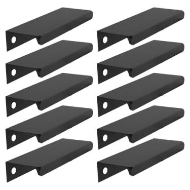 Imagem de Geesatis Puxadores modernos de borda preta, puxadores de aba de dedo de liga de alumínio de 7,6 cm, puxadores ocultos para uma aparência perfeita em armários de cozinha, cômodos e muito mais, conjunto