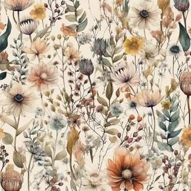 Imagem de REDAMANCY Boho Coloful Amarelo Flores Silvestres Vintage Folha Descasque e Cole Papel de Parede Papel de Parede Vintage Papel de Parede Fácil de Descolar para Mesa de Cabeceira Gaveta Gabinete