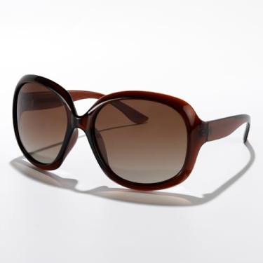 Imagem de Óculos de sol redondos grandes modernos para mulheres, óculos de sol estilosos para dirigir na praia, roupas diárias, Armação marrom Tra/Lente gradiente marrom, Lens Width: 61 Millimeters