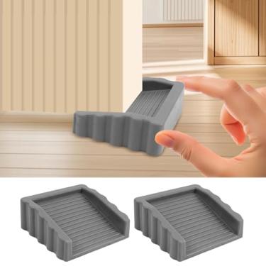 Imagem de Batentes de porta, 2 peças de cunha de superfície fosca de plástico, batentes de porta empilháveis resistentes ao chão (cinza)