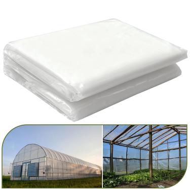 Imagem de Folha de plástico de estufa de 6 mil, filme de estufa transparente, cobertura de plástico espesso resistente a UV resistente, capa de plástico de polietileno verde (5 x 6 m)