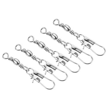 Imagem de Barril de pesca giratório com encaixe interloque, 50 peças de aço carbono sólido anel terminal equipamento para pesca em água salgada em água doce, prata