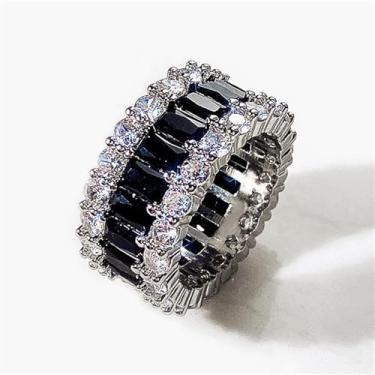 Imagem de Anéis de dedo femininos de zircônia preta e branca com personalidade da moda, acessórios estilosos para uso diário, 8, Latão, Sem pedra preciosa