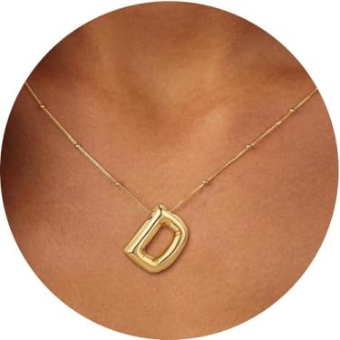 Imagem de Colar com pingente de letra inicial 3D, aço inoxidável, pingente de alfabeto personalizado para uso diário e, F, Aço inoxidável, Sem Pedra Preciosa