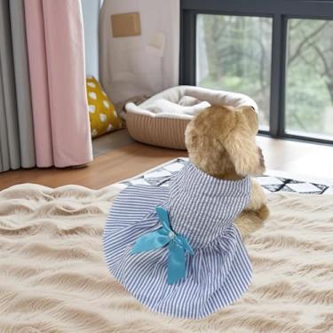 Imagem de Vestido listrado pequeno com decoração de laço tecido confortável estilo versátil para uso diário