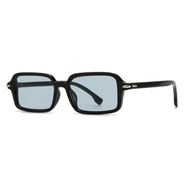 Imagem de Óculos de Sol Rivets Feminino UV400 Masculino com Lentes Transparentes e Armação para Esportes ao Ar Livre, Corrida e Ciclismo, Preto e Azul Claro