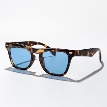 Imagem de Óculos de sol quadrados retrô com design de unhas de arroz para mulheres e homens, minimalista, estilo urbano, dirigir na praia ao ar livre, Armação leopardo/lente azul, Lens Width: 50 Millimeters