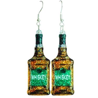 Imagem de Pingyongchang Brincos de gota fofos e engraçados, bebida, vinho tinto, cerveja, tequila, uísque, coquetel, glitter, acrílico, para mulheres, meninas, verão, praia, brincos, férias, festas, joias,