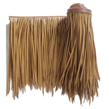 Imagem de Decoração de plástico telhado de palha galpão de palha de plástico falso retardador de chamas palha decorativa PVC fazenda tiki cabana bar telhado palha palmeira rolo de palha (amarelo b, 0,5 x 15 m