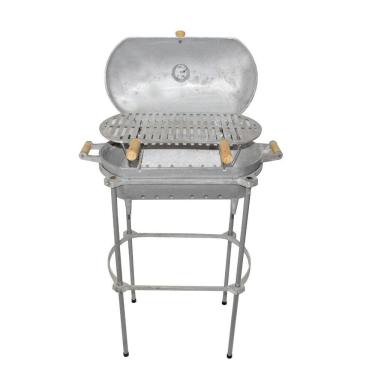 Imagem de Churrasqueira Alumínio Fundido A Bafo Prata Pé E Suporte