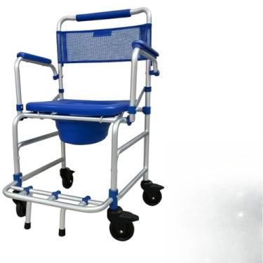 Imagem de Cadeira de Banho e Higiene em Alumínio – Leve, Dobrável e Resistente 4 em 1 com Rodízios 360°
