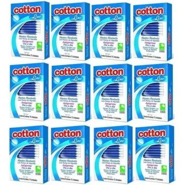 Imagem de Kit 4500 Unidades Hastes Flexíveis Cotton Line 60 CAIXAS com 75 Cotonetes Com Pontas Algodão Natural Antigerme CAIXA