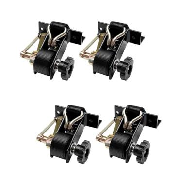 Imagem de Correia de catraca de rack (4 peças), montagem de tubo quadrado preto de 3,5 cm com gancho J, 3,8 cm de largura x 2,5 m de comprimento preto para escada/rack de telhado alça retrátil de amarração de