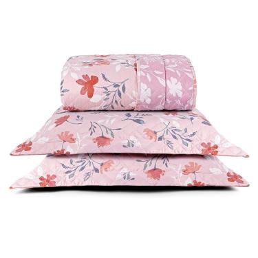 Imagem de Cobre Leito Casal Dupla Face Sublime 400 Fios Micropercal Estampa Flora