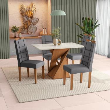Imagem de Conjunto Sala De Jantar Luna Kappesberg 4 Cadeiras Veludo Titanio