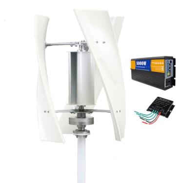Imagem de HUIZHITENGDA Gerador Eólico Vertical de Nova Energia 5000W 220V Baixo Ruído Portátil para Painéis Solares e Sistemas Independentes 12V 24V 48V com Controlador MPPT,24v
