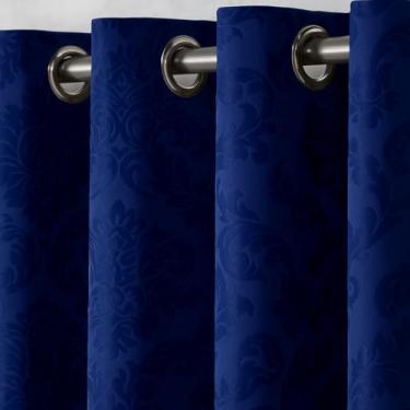 Imagem de Cortina Jacquard de 2,00 a 5,00 metros de largura para Sala Quarto Casa e Decoração (Azul-Marinho, 2,30 x 2,70)