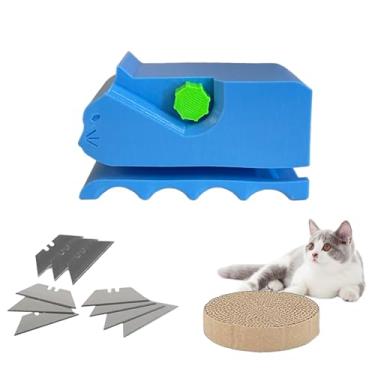 Imagem de Cortador de papelão para arranhadores de gatos, ferramenta de corte de fita de papelão impressa em 3D com 10 lâminas - Cortador de caixa de papelão DIY para amantes de gatos, ferramenta de corte de