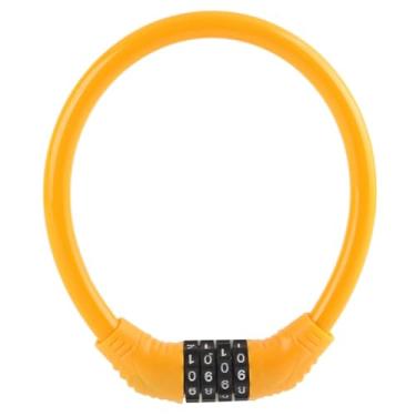 Imagem de Chiffonade Cadeado de cabo de bicicleta com combinação de 4 digitais, trava de cabo de aço anti-roubo para acessórios de motocicleta de ciclismo (laranja)
