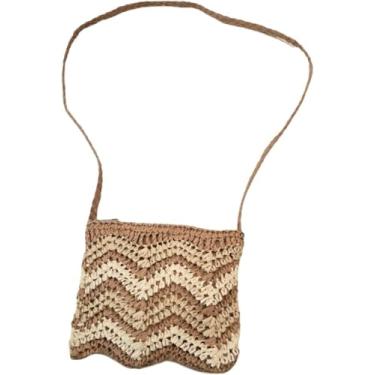 Imagem de Bolsa Feminina Artesanal Listrada Transversal – Estilo Casual, Alça Ajustável e Material Resistente | Compacta, Leve e Perfeita para Passeios, Viagens e Uso Diário (Marrom)