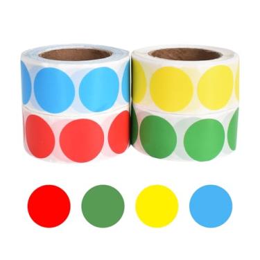 Imagem de 2000 peças de adesivos coloridos redondos de 25 mm, 4 rolos de etiquetas de codificação para casa, escritório