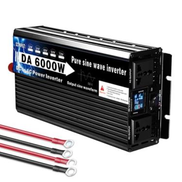 Imagem de HENGJINGTR Inversor de potência de 3000watt DC 12V-72V para AC 110V / 120V Convertidor 6000w pico com exibição LCD para acampamento, e sistemas de inversor solar fora da rede,24v to 110v